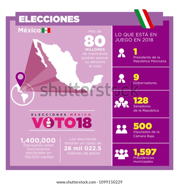 Infographics Cost Mexico Elections Elecciones Mexico vector de stock