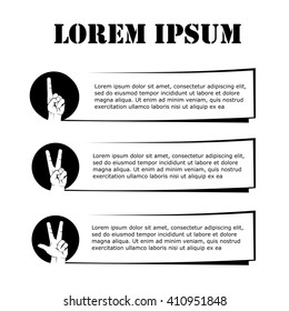 Infographics with counting fingers and lables vector illustration
