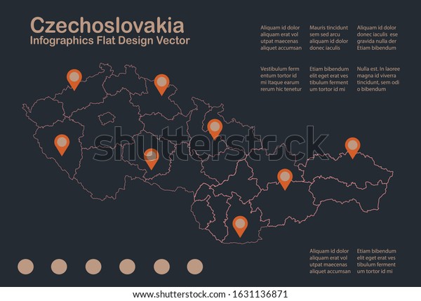 Infographics Czechoslovakia Map Outline Flat Design Stock Vector (Royalty Free) 1631136871 ...