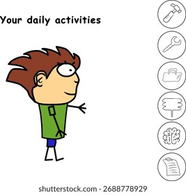 Infographics daily activity, modern vector illustration. Print design, business theme, new 