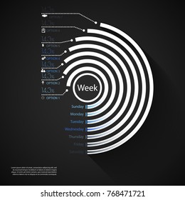 Infographics days of week. Marketing icons with 7 options