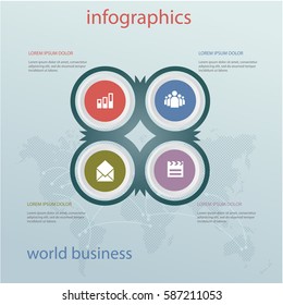  infographics design 4 step world business vector illustration;eps10