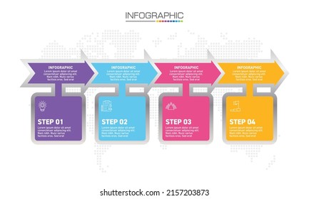 Infographics design 4 steps with marketing icons can be used for workflow layout, diagram, annual report, web design.