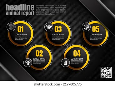 Infographics Design, 5 Process Chart Diagram Template For Presentation Workflow, Abstract Timeline Elements, Flow Chart Business Black Color Layout Concept