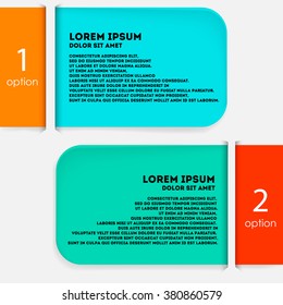 info-graphics design. blocks with two options for presentation. paper ribbons elements. vector
