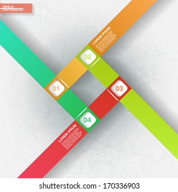 Infographics design with bright connected paper stripes with four options. Eps10