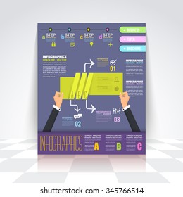 Infographics Design Brochure, Cover, Flyer. Numbered Banner Template