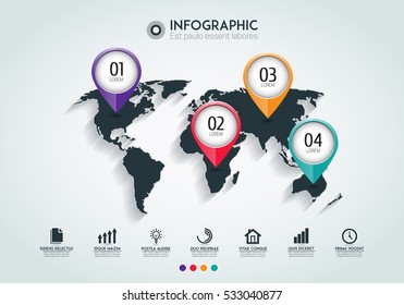 Infographics design. Business concept with colorful pin pointer. Template for diagram, graph, presentation, website, business, 

brochure.