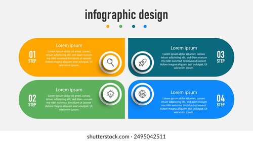 Infographics design business template. timeline with 4 steps, options. can be used for workflow diagram, info chart, web design. vector illustration.	
