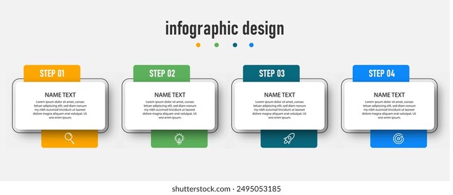 Plantilla empresarial de diseño de infografías. línea de tiempo con 4 pasos, opciones. se puede utilizar para diagrama de flujo de trabajo, infograma, Diseño web. Ilustración vectorial.	