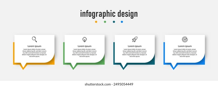 Infographics design business template. timeline with 4 steps, options. can be used for workflow diagram, info chart, web design. vector illustration.	