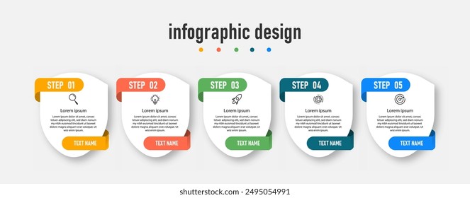 Infographics design business template. timeline with 5 steps, options. can be used for workflow diagram, info chart, web design. vector illustration.	