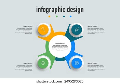 Infographics design business template. timeline with 4 steps, options. can be used for workflow diagram, info chart, web design. vector illustration.	