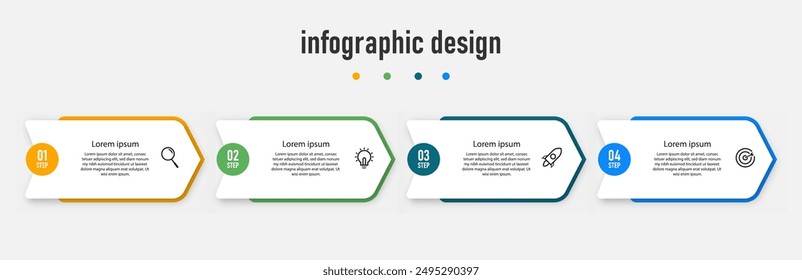 Infographics design business template. timeline with 4 steps, options. can be used for workflow diagram, info chart, web design. vector illustration.	