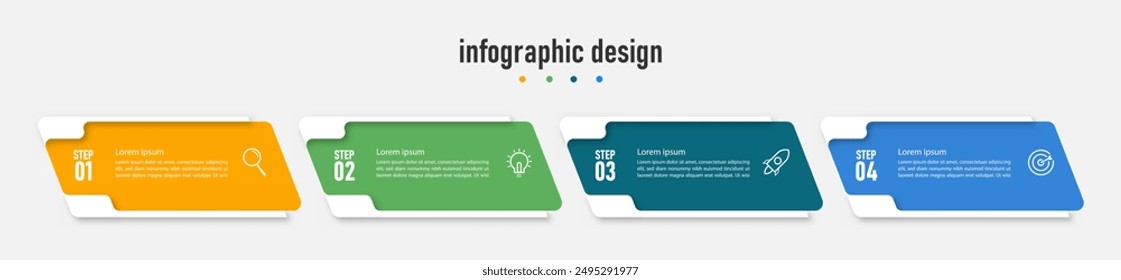 Infographics design business template. timeline with 4 steps, options. can be used for workflow diagram, info chart, web design. vector illustration.	
