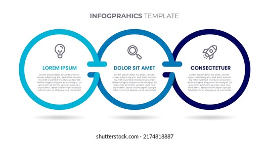 Infographics design with circle shape. For Presentation Business concept. 3 options, timeline steps or processes template