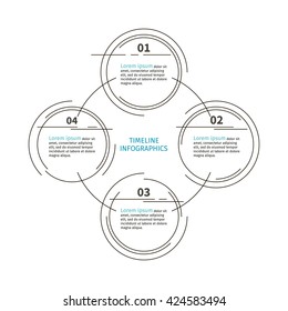 Infographics design circle template made from lines. Business concept with 4 options, parts or steps