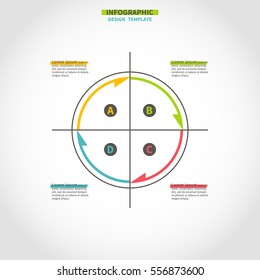 Infographics design circle template made from color lines. Business concept with 4 options, parts or steps