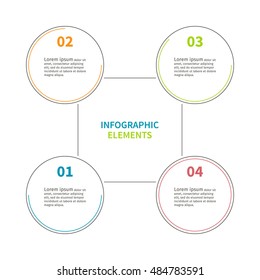 Infographics design circles template made from color lines. Business concept with 4 options, parts or steps