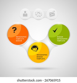 Infographics design with color round elements on gray background