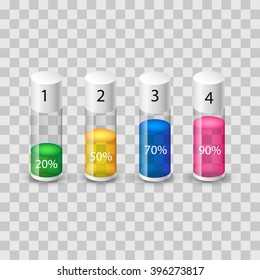Infographics, design, color infographics, vials, capsules. Vector illustration.