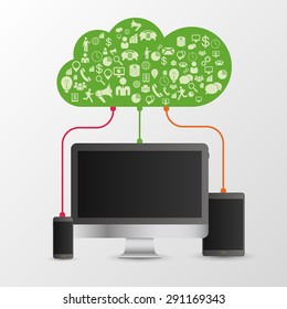 Infographics. Design concept of cloud with icons. Network. Vector