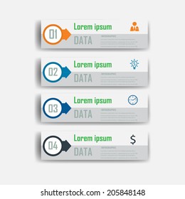 infographics design element label or banner can be used for workflow layout numbered banners step up option graphic or website layout vector