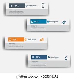infographics design element label or banner can be used for workflow layout numbered banners step up option graphic or website layout vector