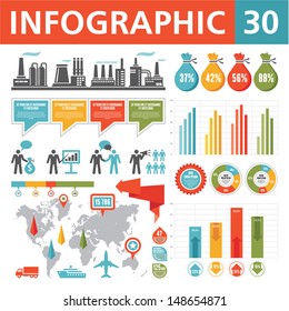 Infographics design elements 30. Business template collection in flat style design for presentation, booklet, website and other creative projects. 