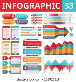 Infographics design elements 33. Set of graphic template banners in flat style design for business presentation, booklet, web site etc. 
