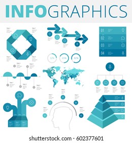 Infographics design elements collection for business, technology and social.