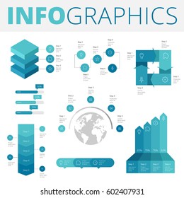 Infographics design elements collection for business, technology and social.