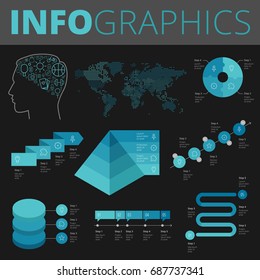 Infographics design elements collection for business, technology and social.