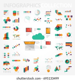 Infographics design elements collection for business, technology and social. Vector illustration.