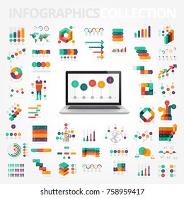 Infographics design elements collection for business, technology and social. Vector illustration.
