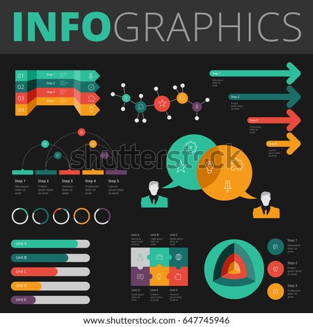 Infographics design elements collection for business, technology and social.