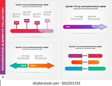 Infographics design elements collection. Element of chart, graph, diagram with many options - parts, processes, timeline. Vector business template for presentation, workflow layout. Big set