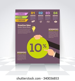 Infographics Design, Flyer, Numbered Banner, Icon Elements, Corporate Brochure, Marketing Touch and Choose Concept Vector Design 10 Percent