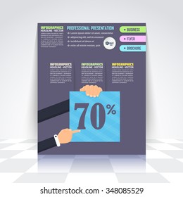 Infographics Design, Flyer, Numbered Banner, Icon Elements, Corporate Brochure, Marketing Touch and Choose Concept Vector Design 60 Percent