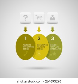 Infographics design with green yellow ellipse elements on gray background