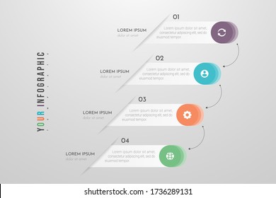 Infographics Design And Marketing Icons With 4 Options, Steps Or Processes. Can Be Used For Annual Report, Flow Charts, Diagram, Presentations, Web Sites. Vector Illustration