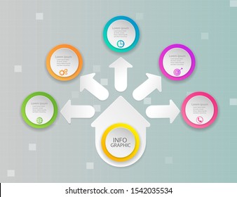  Infographics design marketing icons  for workflow layout, Business concept with 5 options, steps on processes.
