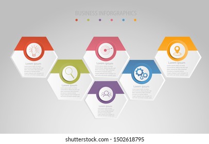 Infographics design marketing  for workflow layout, diagram, annual report, web design. Business concept with 6 options steps on processes.