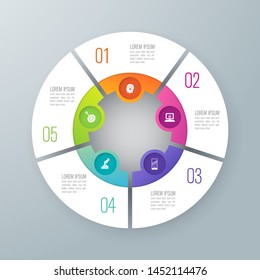 Infographics design paper art style and marketing icons can be used for workflow layout, diagram, annual report, web design. Business concept with 5 options, steps or processes.