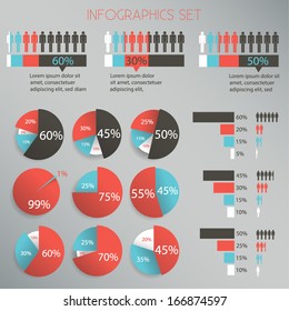  Infographics Design Set - Pie Chart, Graph - Vector EPS10 