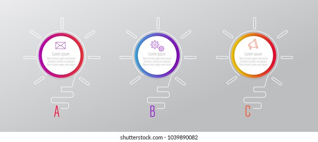 infographics design with speech bubble and bulb lamp