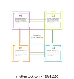 Infographics design squares template made from color lines. Business concept with 4 options, parts or steps