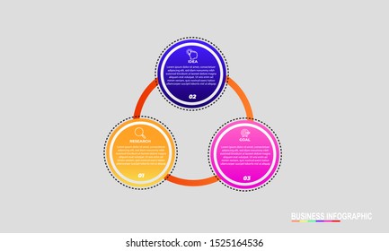 Infographics design template with 3 steps or options, can be used for workflow layout, diagram, annual report, web design, Creative banner, label vector. Info Graph