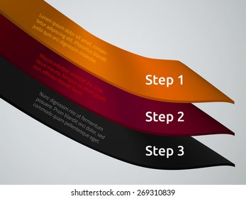 Infographics design template with 3 steps and place for text.