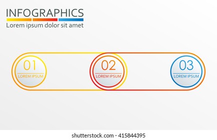 Infographics design template with 3 steps, options or levels. Outline chart, scheme, diagram or menu template. Vector illustration.